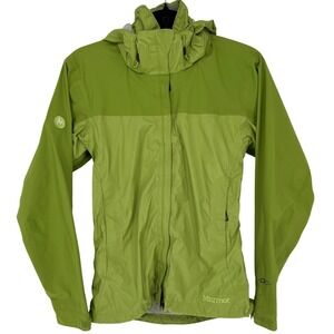 Marmot Women's Waterproof‎ Rain Jacket XS Green Hooded Windbreaker EUC